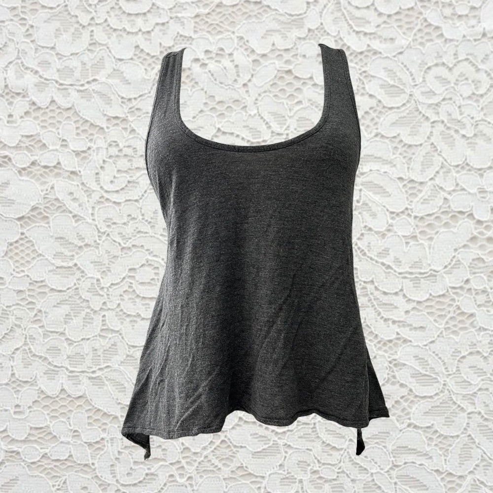 vintage high low cut out back tank top